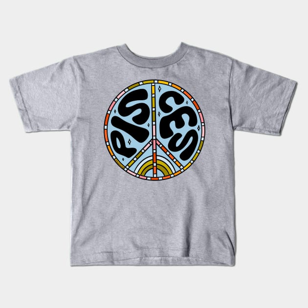 Pisces Peace Sign Kids T-Shirt by Doodle by Meg